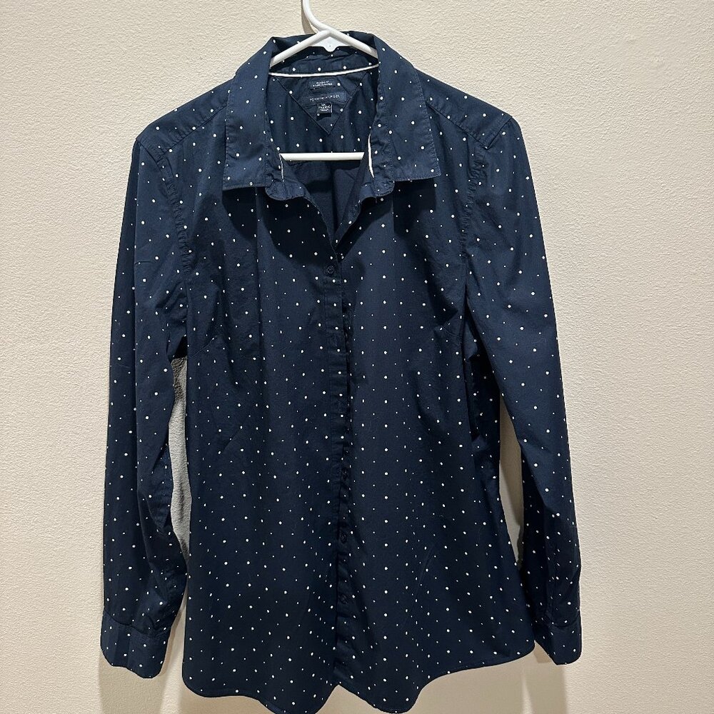 Tommy Hilfiger Classic Fit Navy Polka Dot Blouse